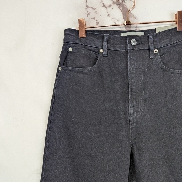 Everlane Jean Black The Way High Curvy Coal Straight Fray Raw Hem Denim - Picture 4 of 14